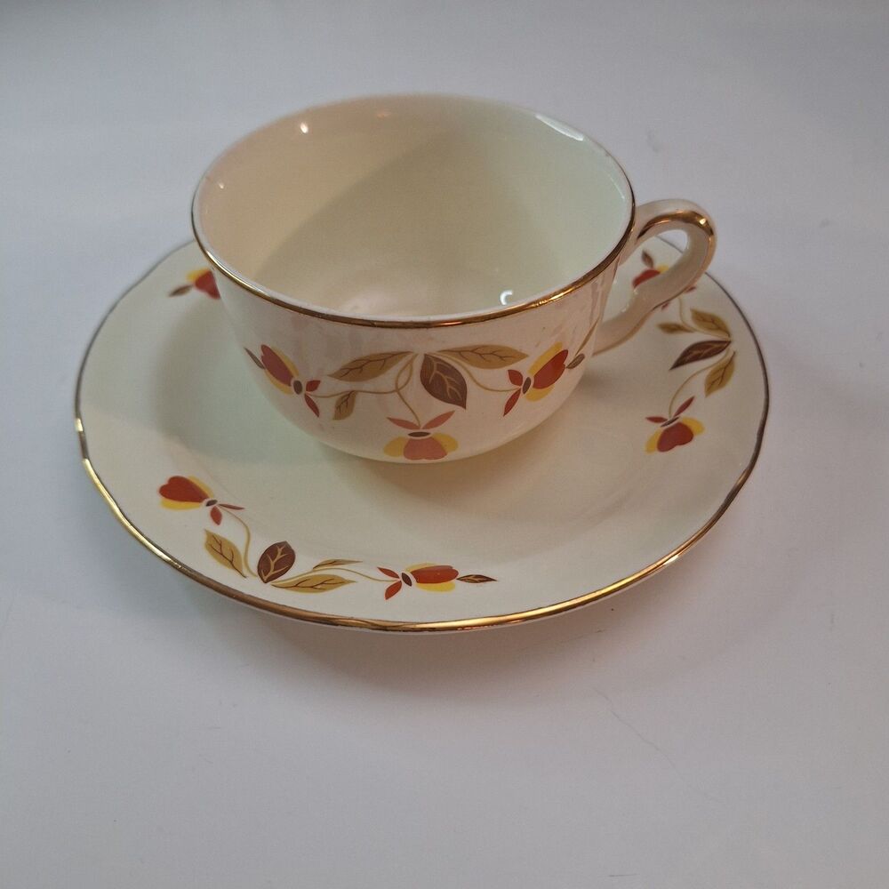 Vintage Mary Dunbar Jewel Homemaker's Institute Autumn Leaf Pattern Cup Saucer